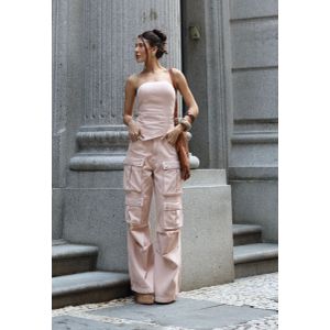 Calça Jeans Cargo Utility - Rose Claro
