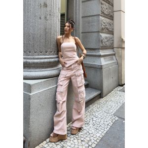 Calça Jeans Cargo Utility - Rose Claro