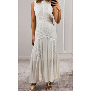Vestido Laise Cavado Gola Alta - Branco
