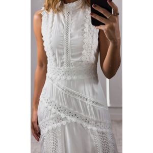 Vestido Laise Cavado Gola Alta - Branco