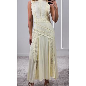 Vestido Laise Cavado Gola Alta - Amarelo