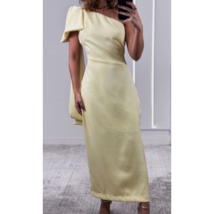Vestido Um Ombro Maxi Laço - Amarelo