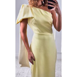 Vestido Um Ombro Maxi Laço - Amarelo