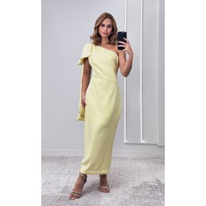 Vestido Um Ombro Maxi Laço - Amarelo