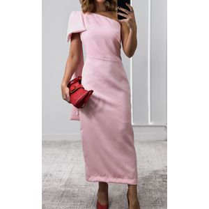 Vestido Um Ombro Maxi Laço - Rosa