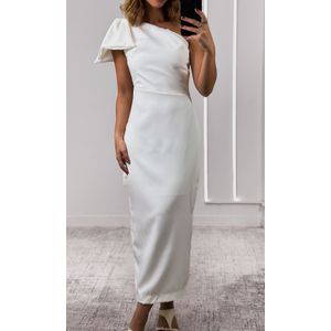 Vestido Um Ombro Maxi Laço - Branco