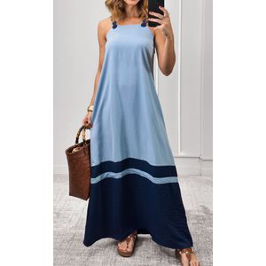 Vestido Bicolor Alça Crochê - Azul/Azul Marinho