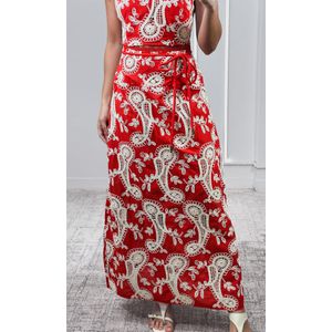 Conjunto Crochê Paisley Cropped e Saia - Vermelho