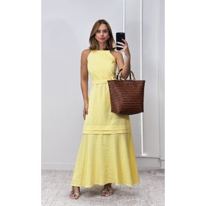 Vestido Liocel Evasê com Faixa - Amarelo Candy