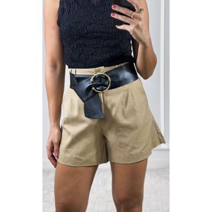 Short Linho Cinto Ráfia - Caqui