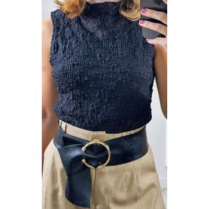 Short Linho Cinto Ráfia - Caqui