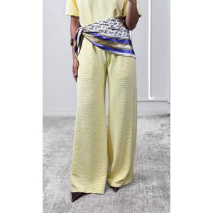 Conjunto Canelado Blusa Polo e Calça - Amarelo Candy
