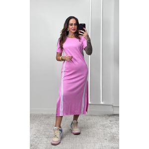 Vestido Malha Track - Rosa Candy