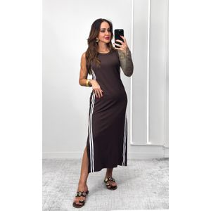 Vestido Cavado Malha Track - Marrom Escuro