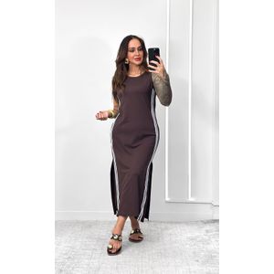 Vestido Cavado Malha Track - Marrom Escuro