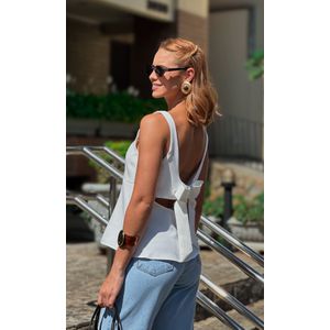 Blusa Cavada Alfaiataria Laço - Branco