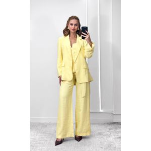 Calça Alfaiataria Reta com Faixa - Amarelo