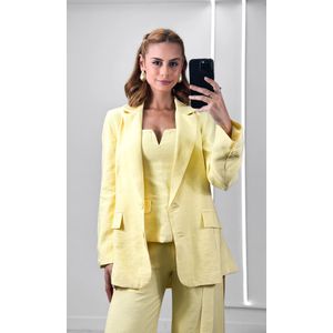 Calça Alfaiataria Reta com Faixa - Amarelo