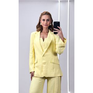 Calça Alfaiataria Reta com Faixa - Amarelo