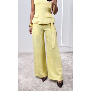 Calça Alfaiataria Reta com Faixa - Amarelo