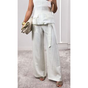 Calça Alfaiataria Reta com Faixa - Branco