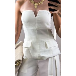 Calça Alfaiataria Reta com Faixa - Branco