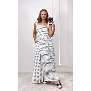 Vestido Godê Poá Pequeno - Branco/Preto