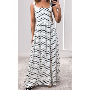 Vestido Godê Poá Pequeno - Branco/Preto