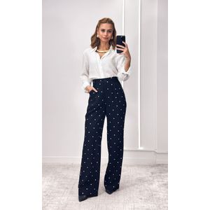 Calça Alfaiataria Wide Leg Lemona Poá - Preto