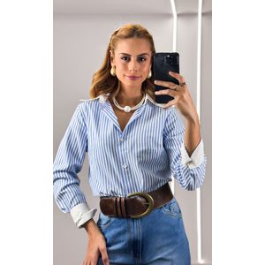 Calça Jeans Wide Leg Clássica - Azul Claro Estonado