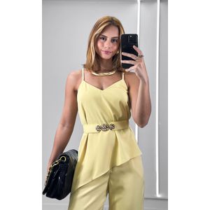 Conjunto Assimétrico Cinto Flor - Amarelo