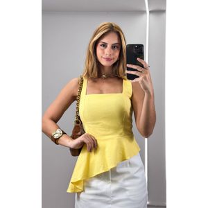 Blusa Linho Assimétrica - Amarelo Candy