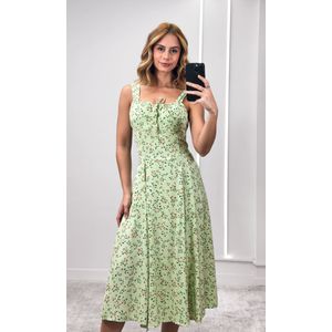 Vestido Decote Amarração Liberty - Verde Claro/Verde