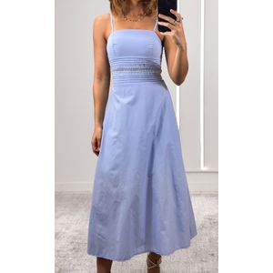 Vestido Evase Cintura Guipir - Azul Candy