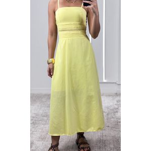 Vestido Evase Cintura Guipir - Amarelo Candy