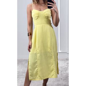 Vestido Decote Coração e Amarração - Amarelo Candy