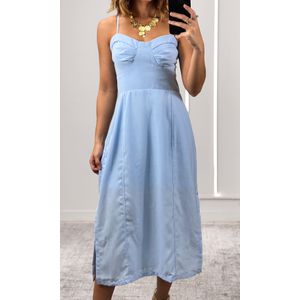 Vestido Decote Coração e Amarração - Azul Candy
