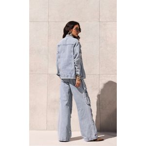 Calça Jeans Cargo Utility - Azul Marmorizado Claro