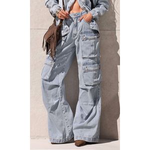 Calça Jeans Cargo Utility - Azul Marmorizado Claro