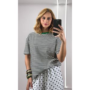 Calça Wide Leg Elástico Poá - Branco/Preto