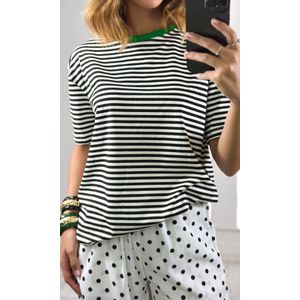 Calça Wide Leg Elástico Poá - Branco/Preto