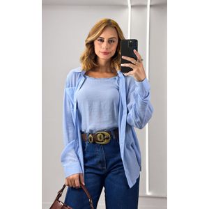 Camisa com Regata Renda - Azul