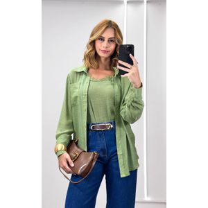 Camisa com Regata Renda - Verde Musgo