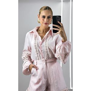 Conjunto Guipir Camisa e Short - Rosa Claro