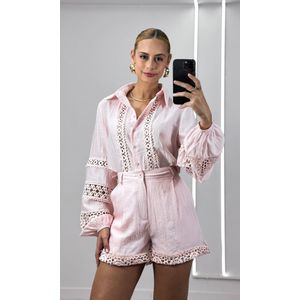 Conjunto Guipir Camisa e Short - Rosa Claro