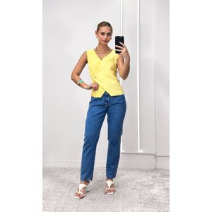 Colete Transpassado com Renda - Amarelo