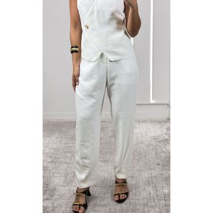Calça reta Botão Marmorizado - Branco