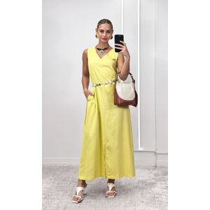 Vestido Reto Decote V Hilary - Amarelo Candy