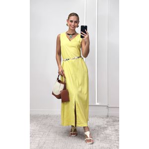 Vestido Reto Decote V Hilary - Amarelo Candy