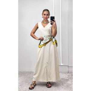 Vestido Reto Decote V Hilary - Cru